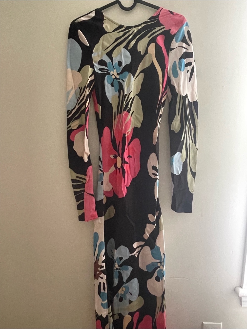 Silk Laundry Black Floral Long Sleeve Dress